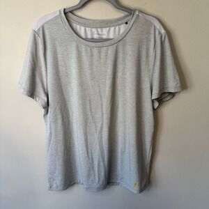 Cotopaxi Top Womens Extra Large Gray WhiteCrew Neck Tee Open Back Short Sleeve